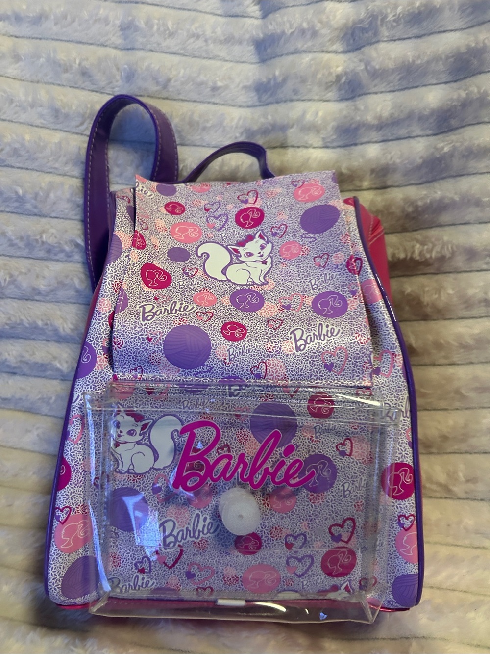 Barbie Pink & Purple Cat Graphic Kids Backpack
